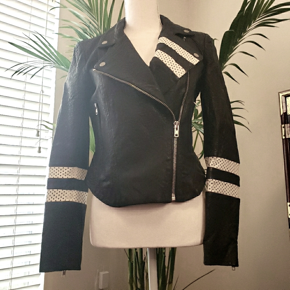 Cropped Leather Moto Style Jacket - Walter Baker